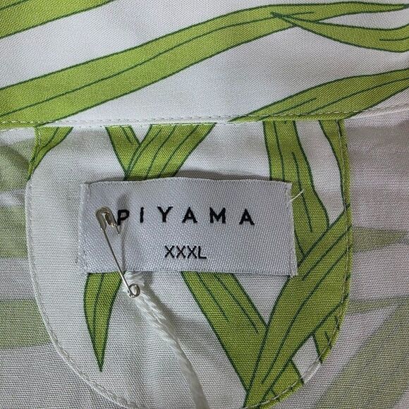 PIYAMA Abigail Pajama Sleep Set XXXL Shorts w/Short Sleeve Top Green/White Palm - Picture 5 of 13